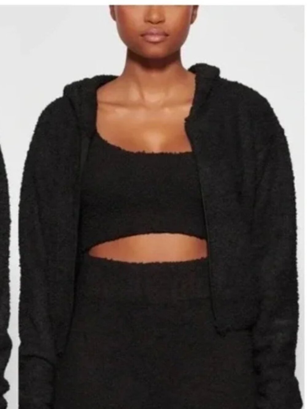 SKIMS Cozy Knit Scoop Neck Crop Tank Top Onyx Black - Size L